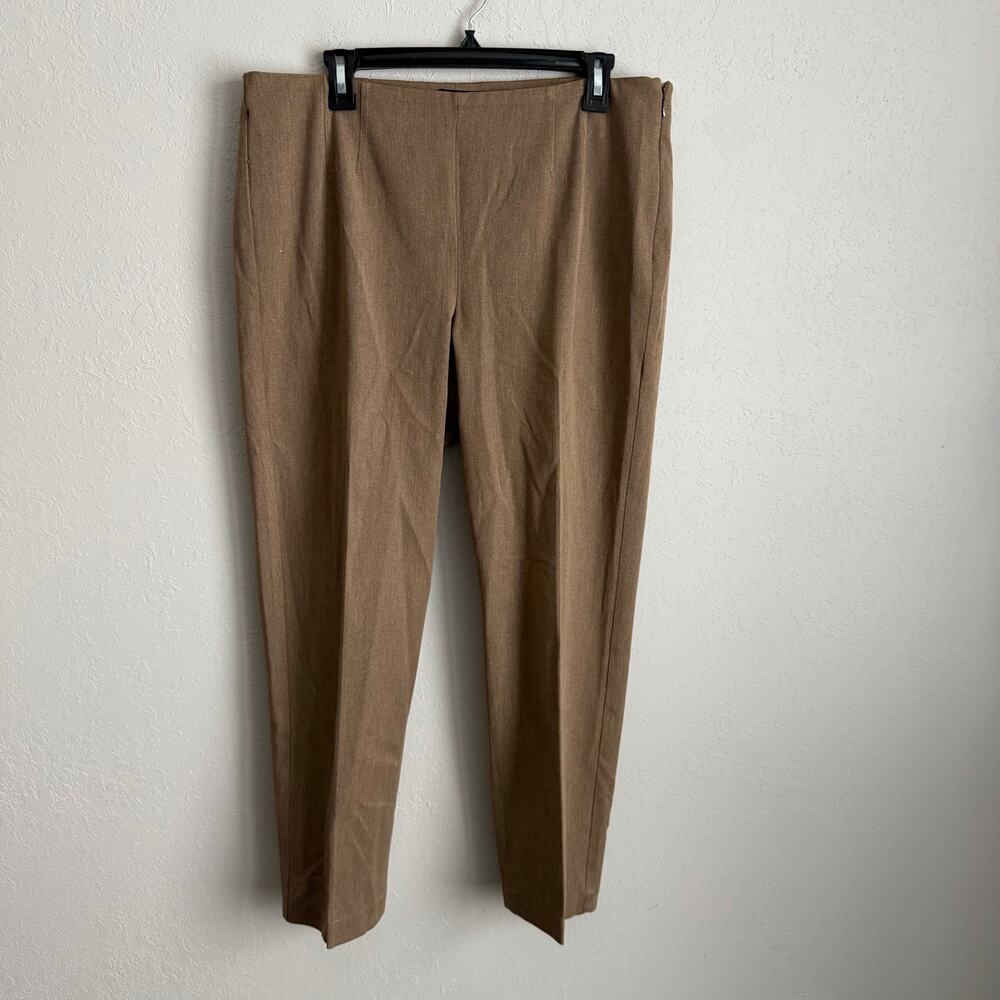 Talbots Camel Heather Side Zip Straight Leg Pleated Ponte Pant Womens 12 Career